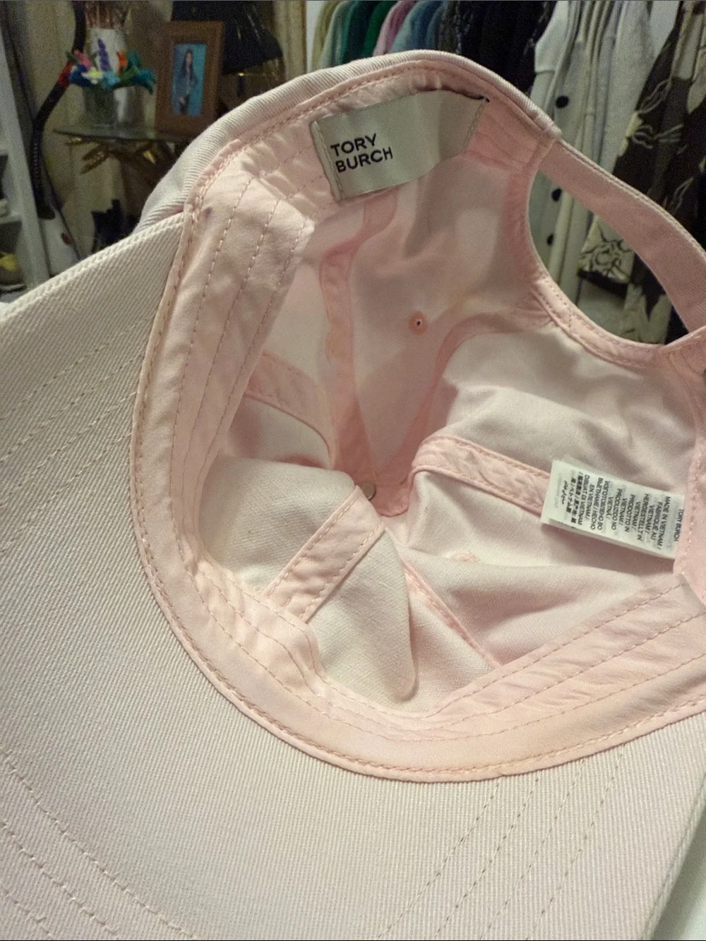 Tory Burch Light Pink Embroidered Logo Baseball Cap